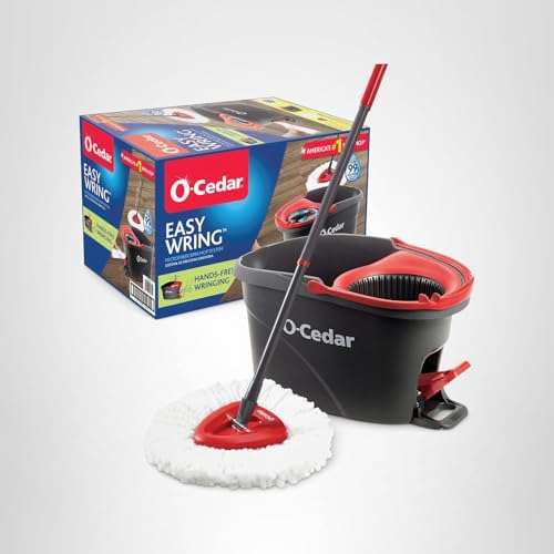 EasyWring Microfiber Spin Mop, Bucket Floor Cleaning System, Red, Gray, Standard